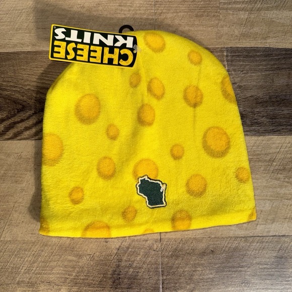 Cheese Knits Other - Cheese Beanie Reversible Fleece/Knit Green Bay Packers Fans‎ Wisconsin OS NWT